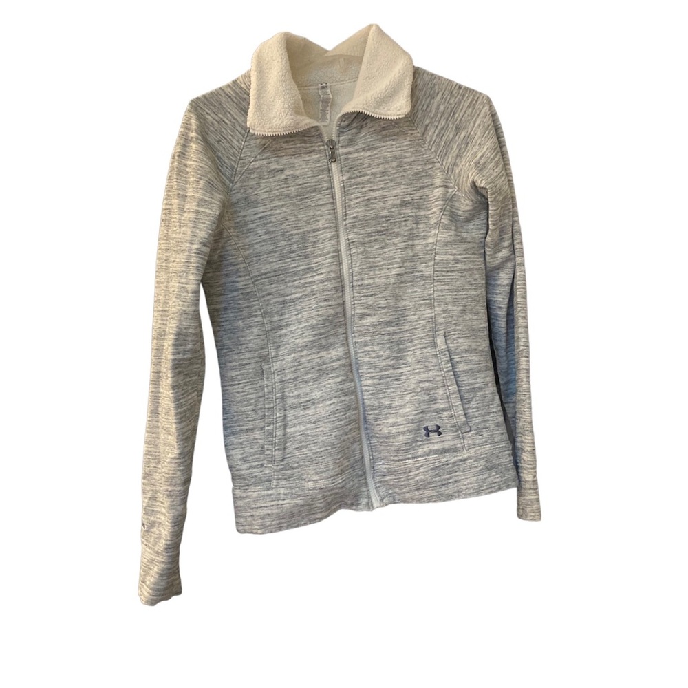 Under Armour women’s fleece lined gray and white zip up jacket